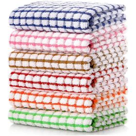 6-Pack Cotton Kitchen Dish Towels â€“ 16"x25", Gingham Assorted Colors, Ultra-Absorbent & Durable