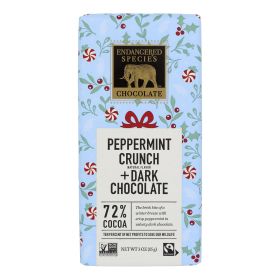 Our Endangered Species Chocolate Dark Chocolate Bar With Peppermint Crunch - Case Of 12 - 3 Oz
