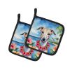 Whippet Luau Pair of Pot Holders Kitchen Heat Resistant Pot Holders Sets Oven Hot Pads for Cooking Baking BBQ, 7 1/2 x 7 1/2