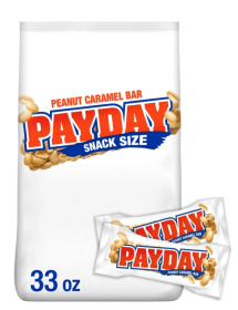 Payday Peanut Caramel Snack Size Candy, Bag 33 oz