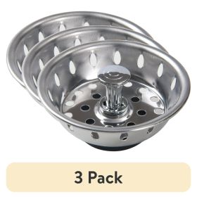 (3 pack) Stainless Steel Deluxe Kitchen Sink Strainer Silver for 3.5" Drains