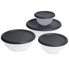 8 Piece Covered Bowl Set, Four Lidded Sizes, For Prep, Serve & Store, Dark Gray