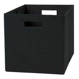 Collapsible Fabric Cube Storage Bin, Rich Black