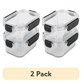 (2 pack) 2 Pack of 2 Cup Food Storage Containers, Clear
