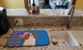 Blenheim Cavalier Spaniel USA American Dish Drying Mat Absorbent Dish Drying Mat Pad for Kitchen Counter Dish Drainer Mat for Countertop, 14 x 21"