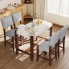 5-Piece Counter Height Dining Table Set, Faux Marble Bar Table and 4 Upholstered-Seat Chairs, Mid-century Modern Dining Set for Dining Room