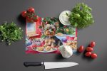 Yorkshire Terrier Yorkie Christmas Cookies Glass Cutting Board Decorative Tempered Glass Kitchen Cutting and Serving Board Large Size Chopping Board