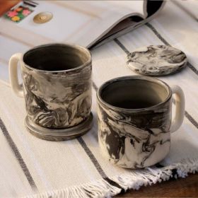 5 OZ Ceramic Black Carbon Coffee Mug-Set Of 2 (Option: 2set)