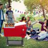 80 Quart Rolling Cooler Cart Portable Patio Party Beverage Ice Chest with Shelf and Bottle Opener Outdoor Drink Cooler Trolley for Backyard BBQ Pool G