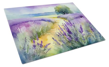 NEW Lavender in Watercolor Glass Cutting Board Decorative Tempered Glass Kitchen Cutting and Serving Board Large Size Chopping Board (Default: Default)