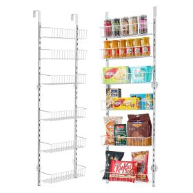 6-Tier Over the Door Pantry Organizer Hanging Storage Rack Adjustable Kitchen (Number of Layers: 6, Color: White)