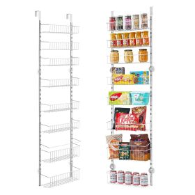 8-Tier Over the Door Pantry Organizer Hanging Storage Rack Adjustable Kitchen (Number of Layers: 8, Color: White)