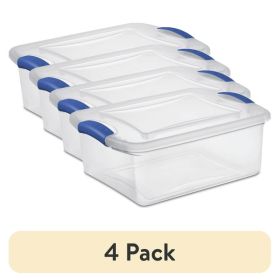 (4 pack) , 15 Quart Clear Storage Bin, Latch Box Storage Container, with Clear Lid, Blue (Pack Size: 4 Pack)
