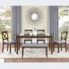 6 Piece Kitchen Dining Set, Rectangular Wooden Dining Table with 4 Upholstered Chairs and a Bench, Dining Table Set for 6 People, Living Room